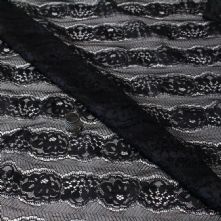 Blue Black Floral Swiss Lace Fabric 150cm Wide